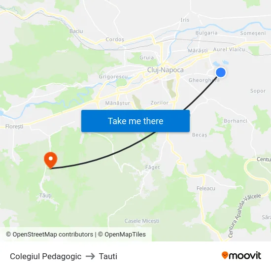 Colegiul Pedagogic to Tauti map