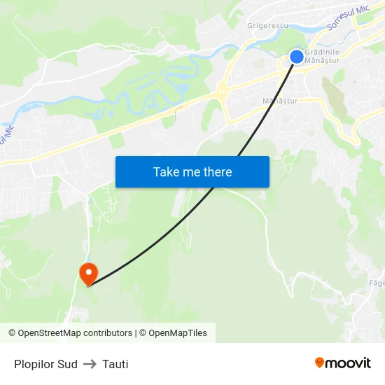 Plopilor Sud to Tauti map