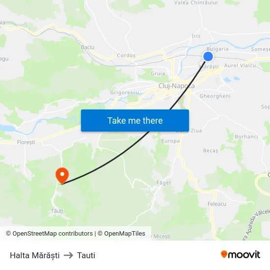 Halta Mărăști to Tauti map