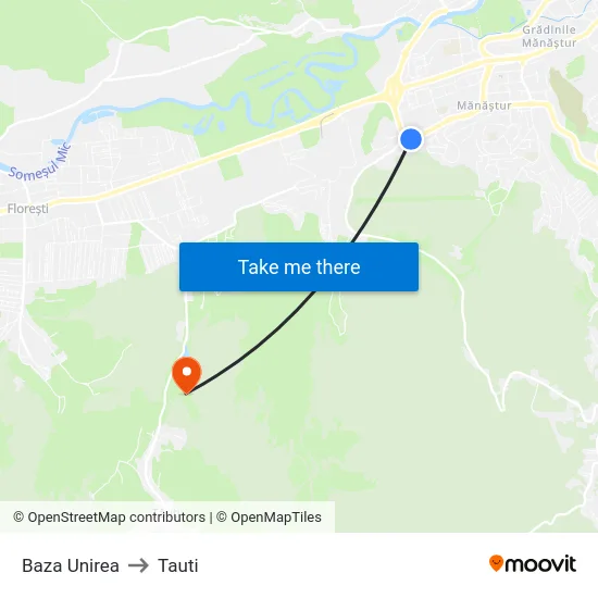 Baza Unirea to Tauti map