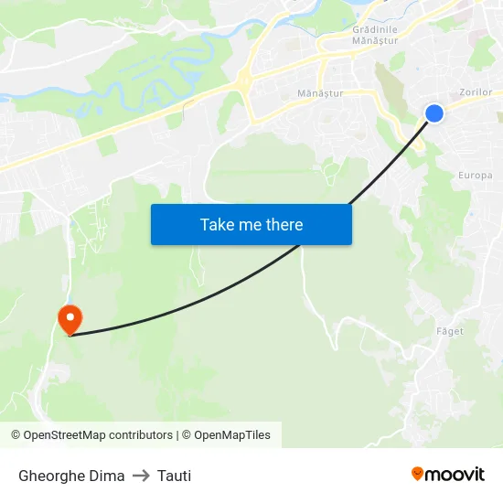 Gheorghe Dima to Tauti map