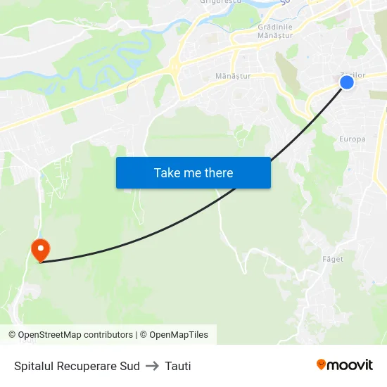 Spitalul Recuperare Sud to Tauti map