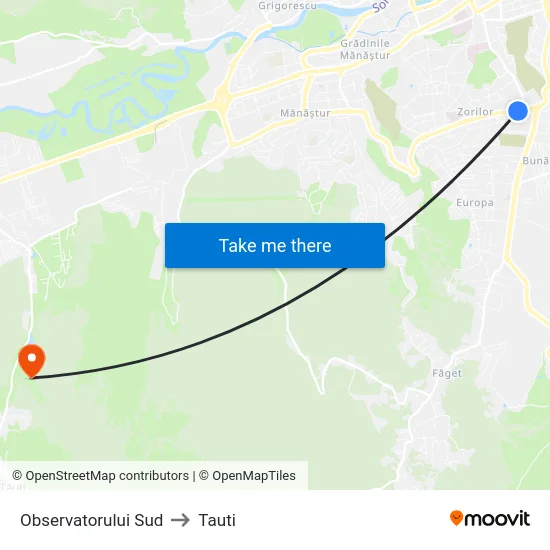 Observatorului Sud to Tauti map