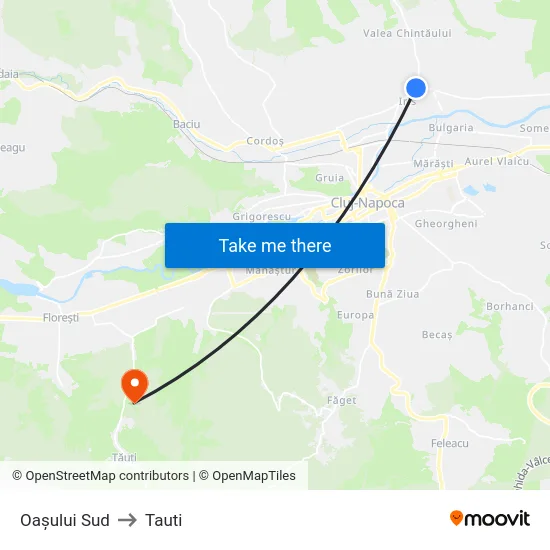 Oașului Sud to Tauti map