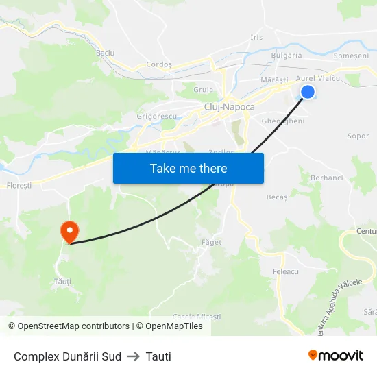 Complex Dunării Sud to Tauti map