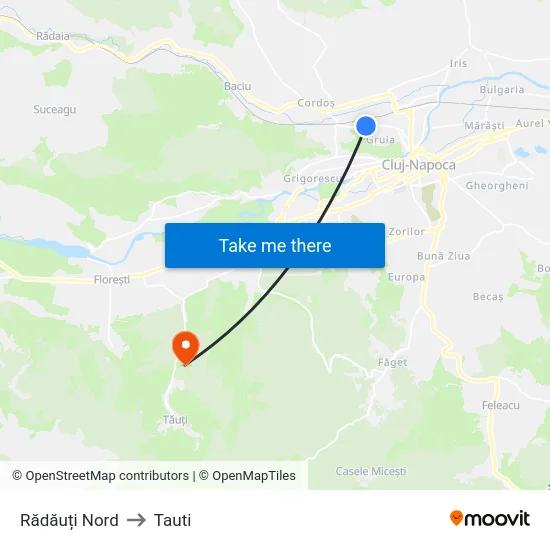 Rădăuți Nord to Tauti map