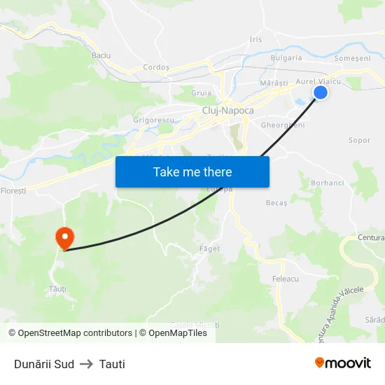 Dunării Sud to Tauti map