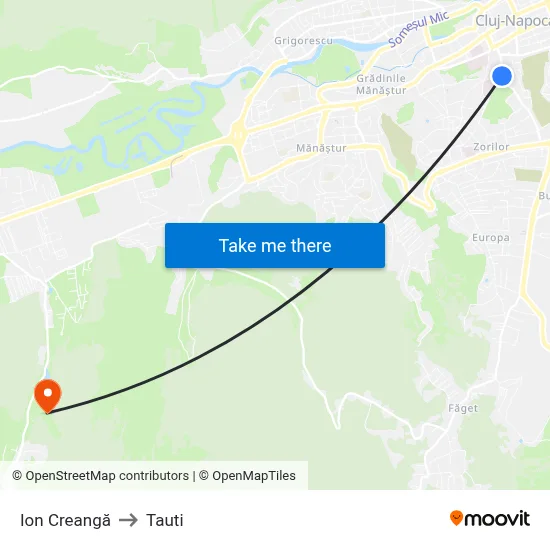 Ion Creangă to Tauti map