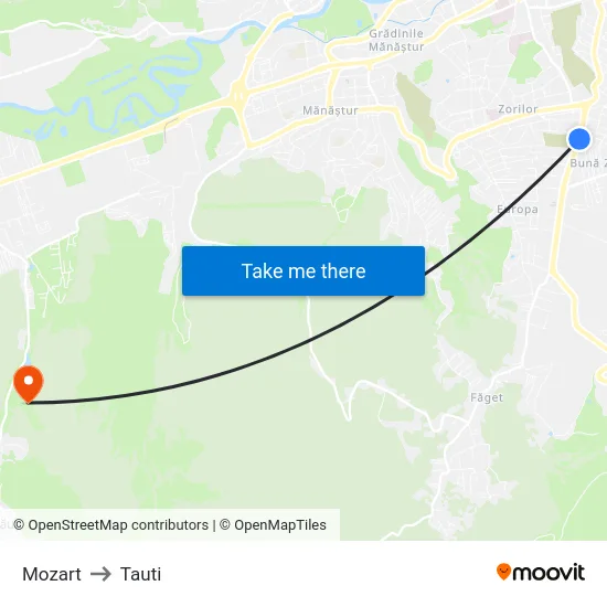 Mozart to Tauti map
