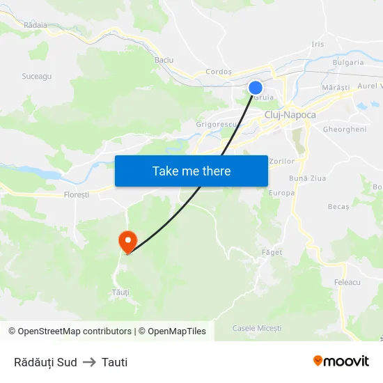Rădăuți Sud to Tauti map