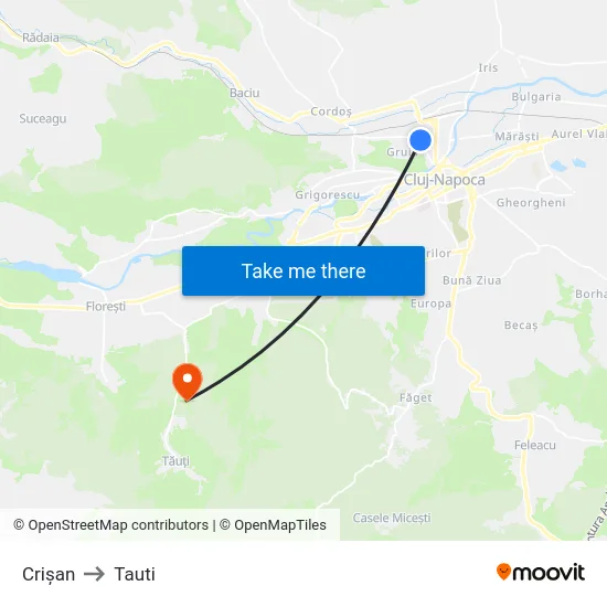 Crișan to Tauti map