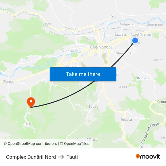 Complex Dunării Nord to Tauti map