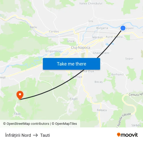 Înfrățirii Nord to Tauti map