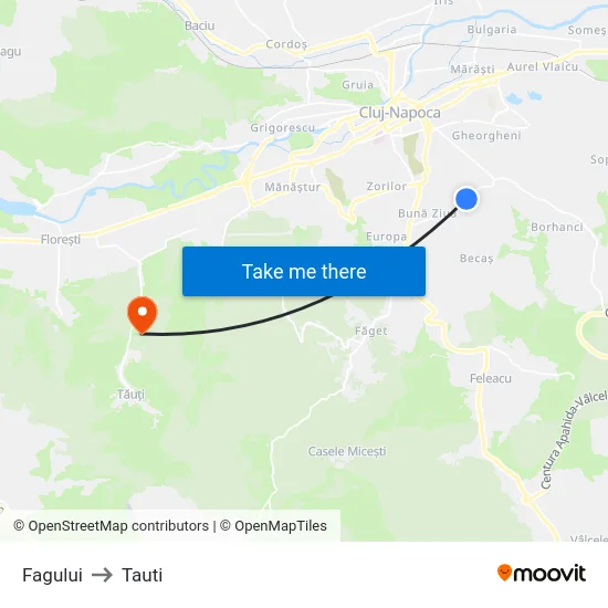 Fagului to Tauti map