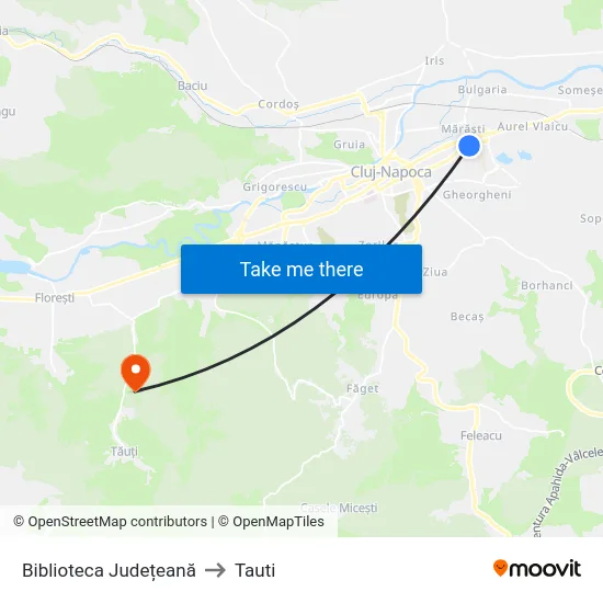 Biblioteca Județeană to Tauti map