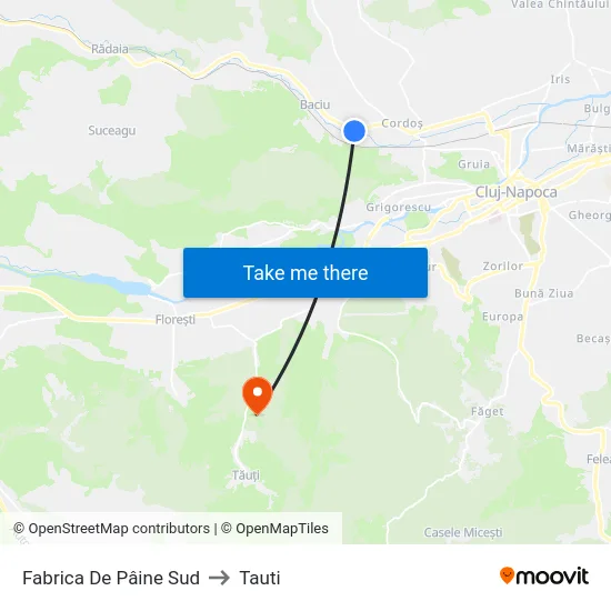 Fabrica De Pâine Sud to Tauti map