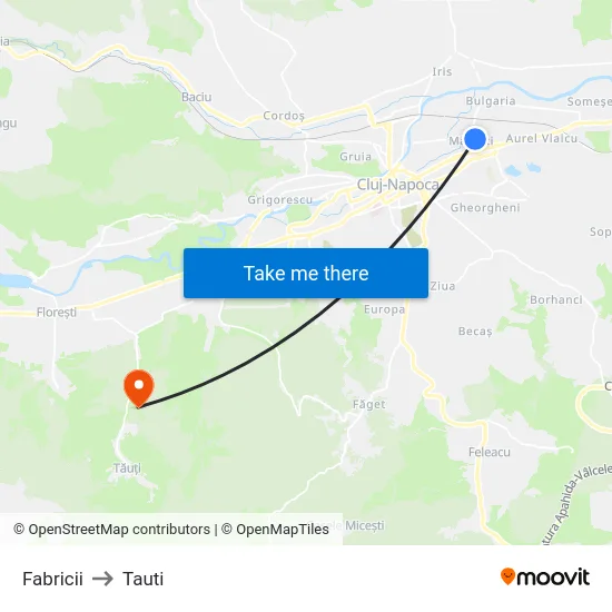 Fabricii to Tauti map