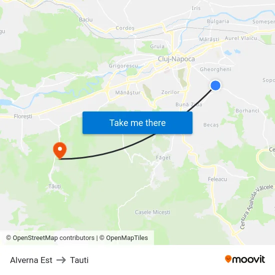 Alverna Est to Tauti map