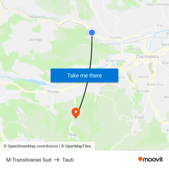 M-Transilvaniei Sud to Tauti map