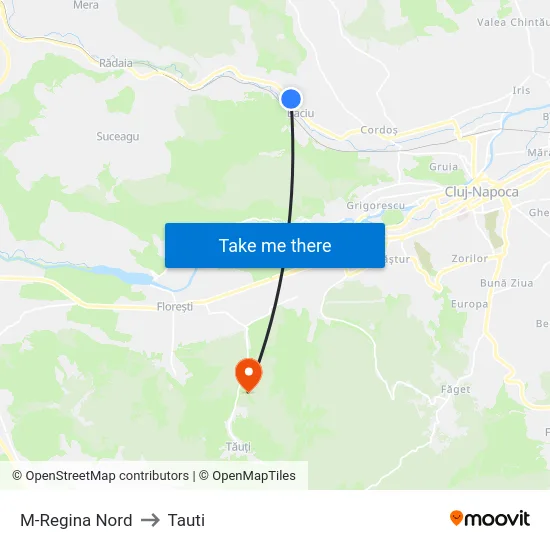 M-Regina Nord to Tauti map
