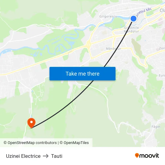 Uzinei Electrice to Tauti map