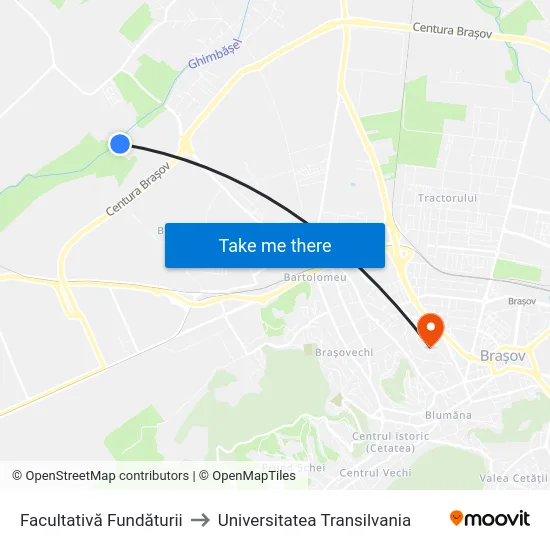 Facultativă Fundăturii to Universitatea Transilvania map