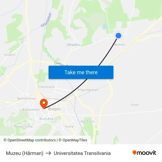 Muzeu (Hărman) to Universitatea Transilvania map