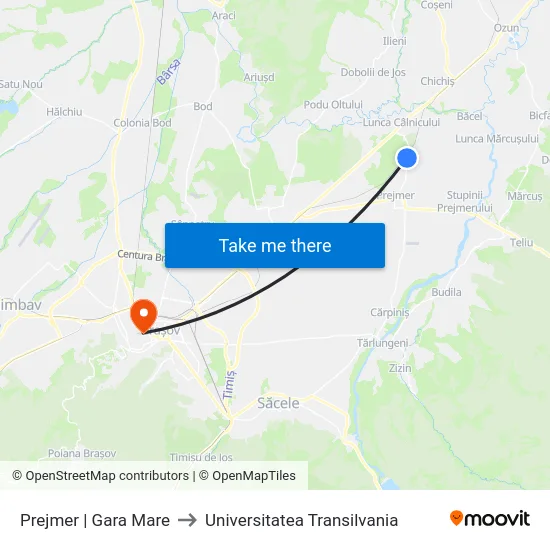 Prejmer | Gara Mare to Universitatea Transilvania map