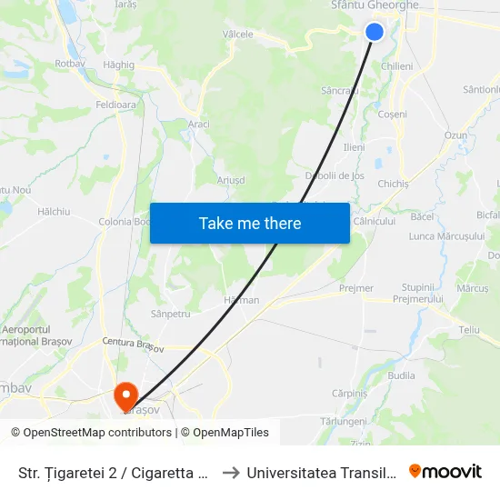 Str. Țigaretei 2 / Cigaretta Utca 2 to Universitatea Transilvania map