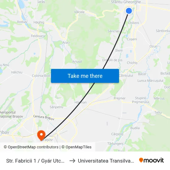 Str. Fabricii 1 / Gyár Utca 1 to Universitatea Transilvania map