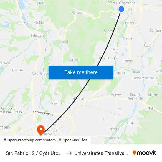 Str. Fabricii 2 / Gyár Utca 2 to Universitatea Transilvania map