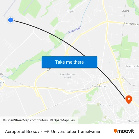 Aeroportul Brașov ✈ to Universitatea Transilvania map