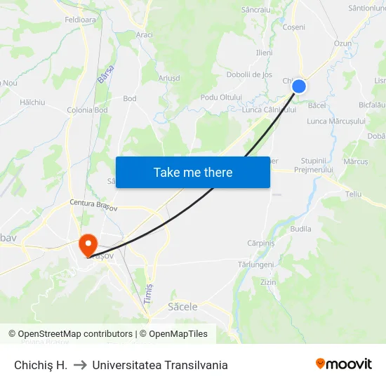 Chichiş H. to Universitatea Transilvania map