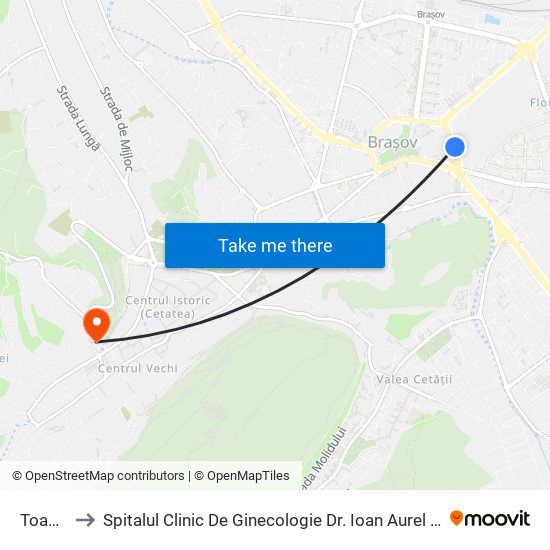 Toamnei to Spitalul Clinic De Ginecologie Dr. Ioan Aurel Sbârcea - Bra?Ov map
