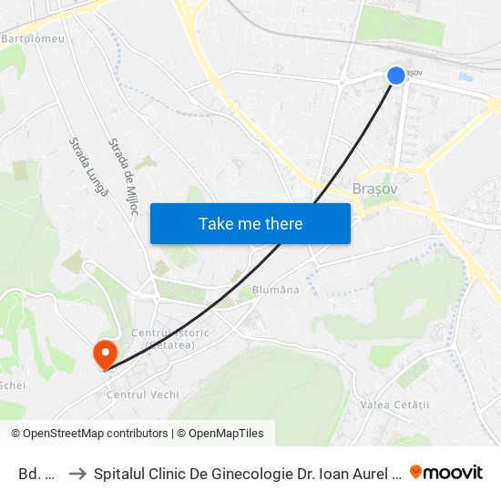 Bd. Gării to Spitalul Clinic De Ginecologie Dr. Ioan Aurel Sbârcea - Bra?Ov map