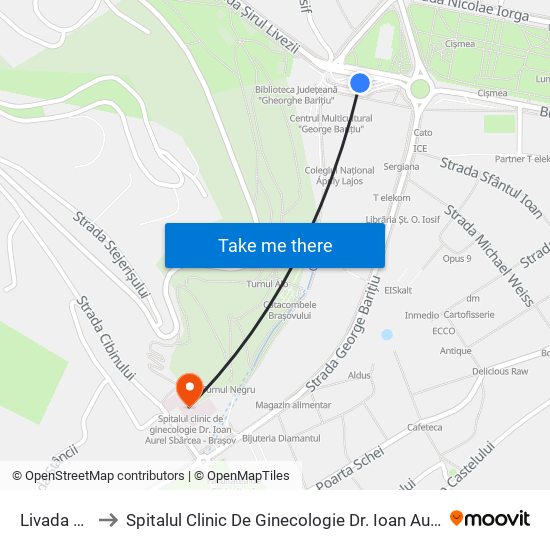 Livada Poștei to Spitalul Clinic De Ginecologie Dr. Ioan Aurel Sbârcea - Bra?Ov map