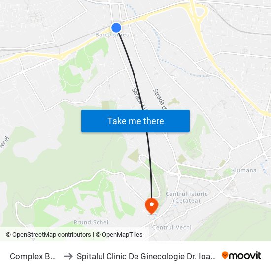 Complex Bartolomeu to Spitalul Clinic De Ginecologie Dr. Ioan Aurel Sbârcea - Bra?Ov map