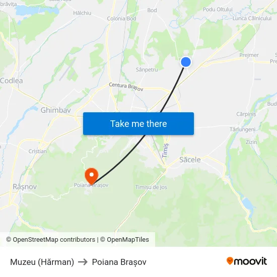 Muzeu (Hărman) to Poiana Brașov map