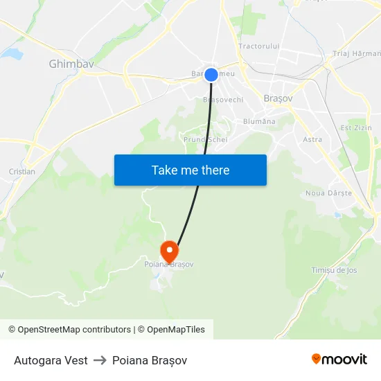 Autogara Vest to Poiana Brașov map