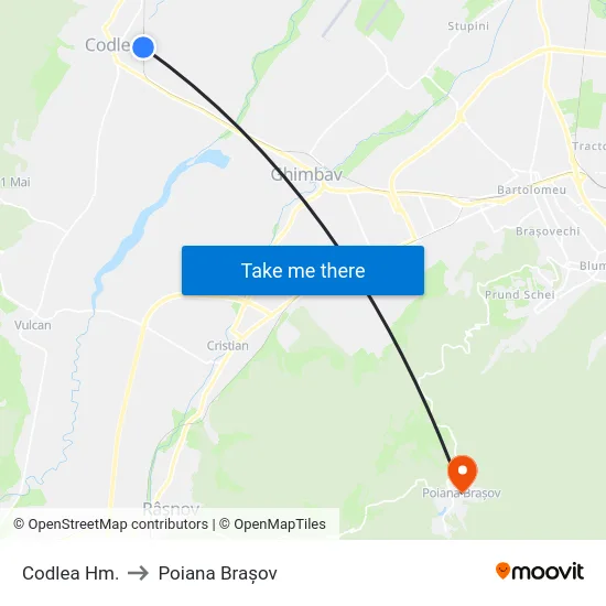 Codlea Hm. to Poiana Brașov map