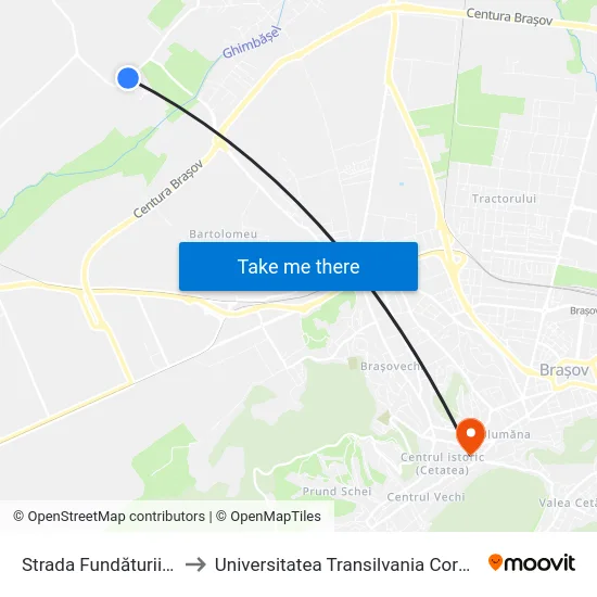 Strada Fundăturii, 1 to Universitatea Transilvania Corp N map