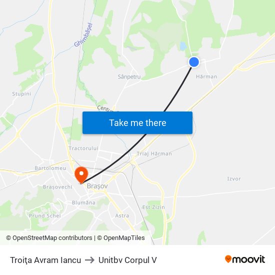 Troiţa Avram Iancu to Unitbv Corpul V map