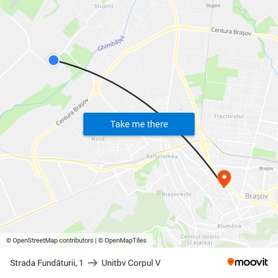 Strada Fundăturii, 1 to Unitbv Corpul V map