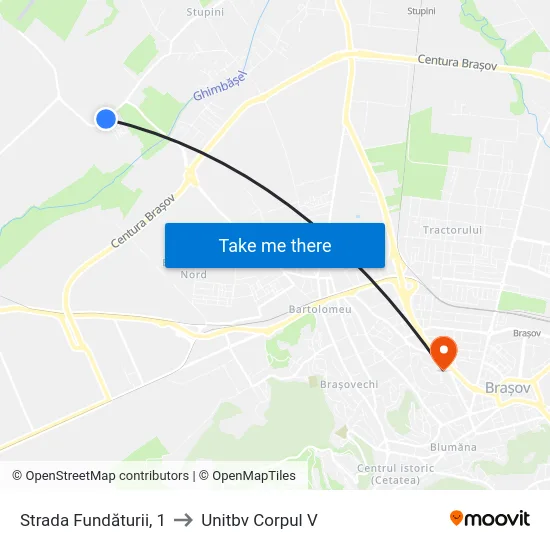 Strada Fundăturii, 1 to Unitbv Corpul V map