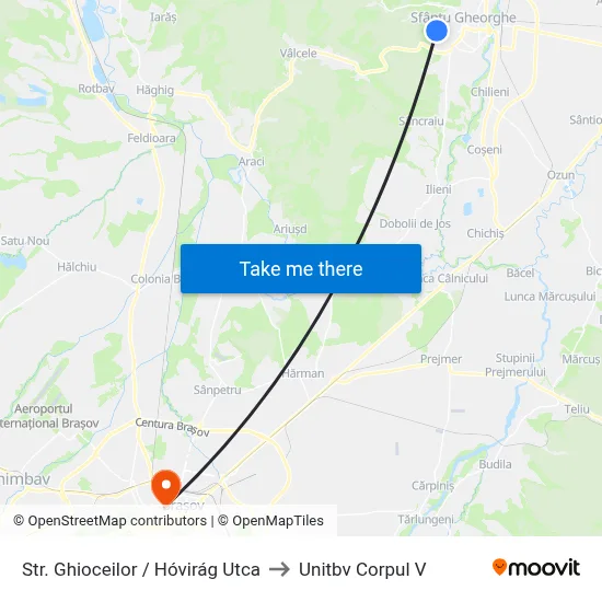 Str. Ghioceilor / Hóvirág Utca to Unitbv Corpul V map