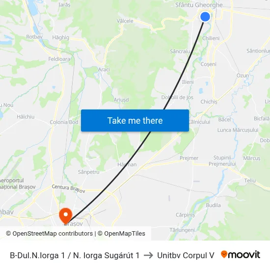 B-Dul.N.Iorga 1 / N. Iorga Sugárút 1 to Unitbv Corpul V map