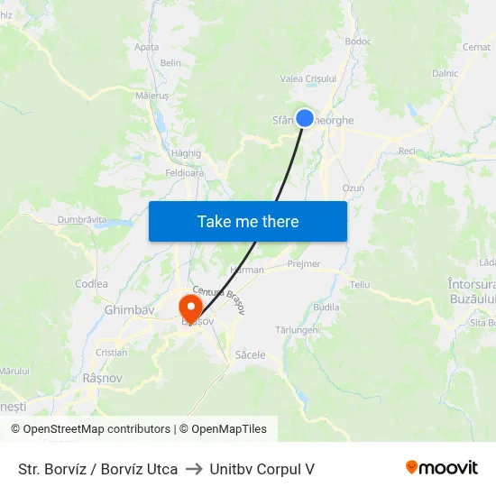 Str. Borvíz / Borvíz Utca to Unitbv Corpul V map