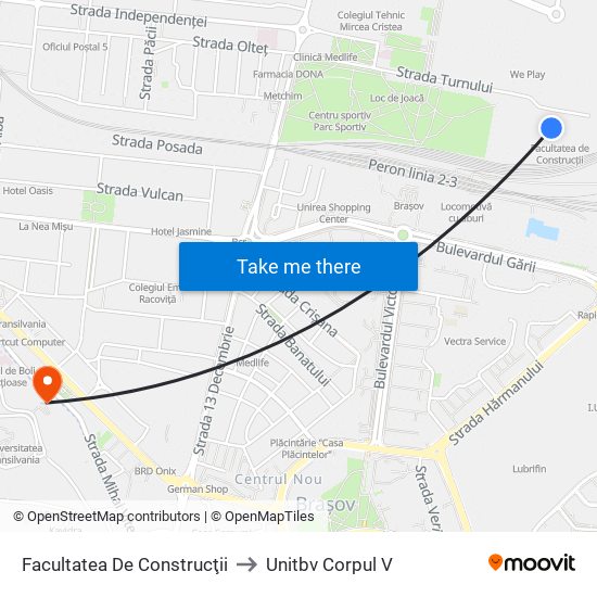 Facultatea De Construcţii to Unitbv Corpul V map