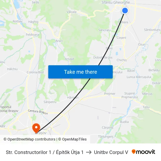 Str. Constructorilor 1 / Építők Útja 1 to Unitbv Corpul V map