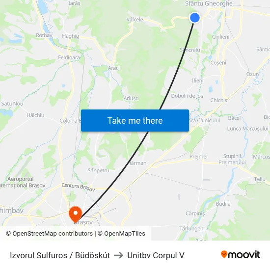 Izvorul Sulfuros / Büdöskút to Unitbv Corpul V map